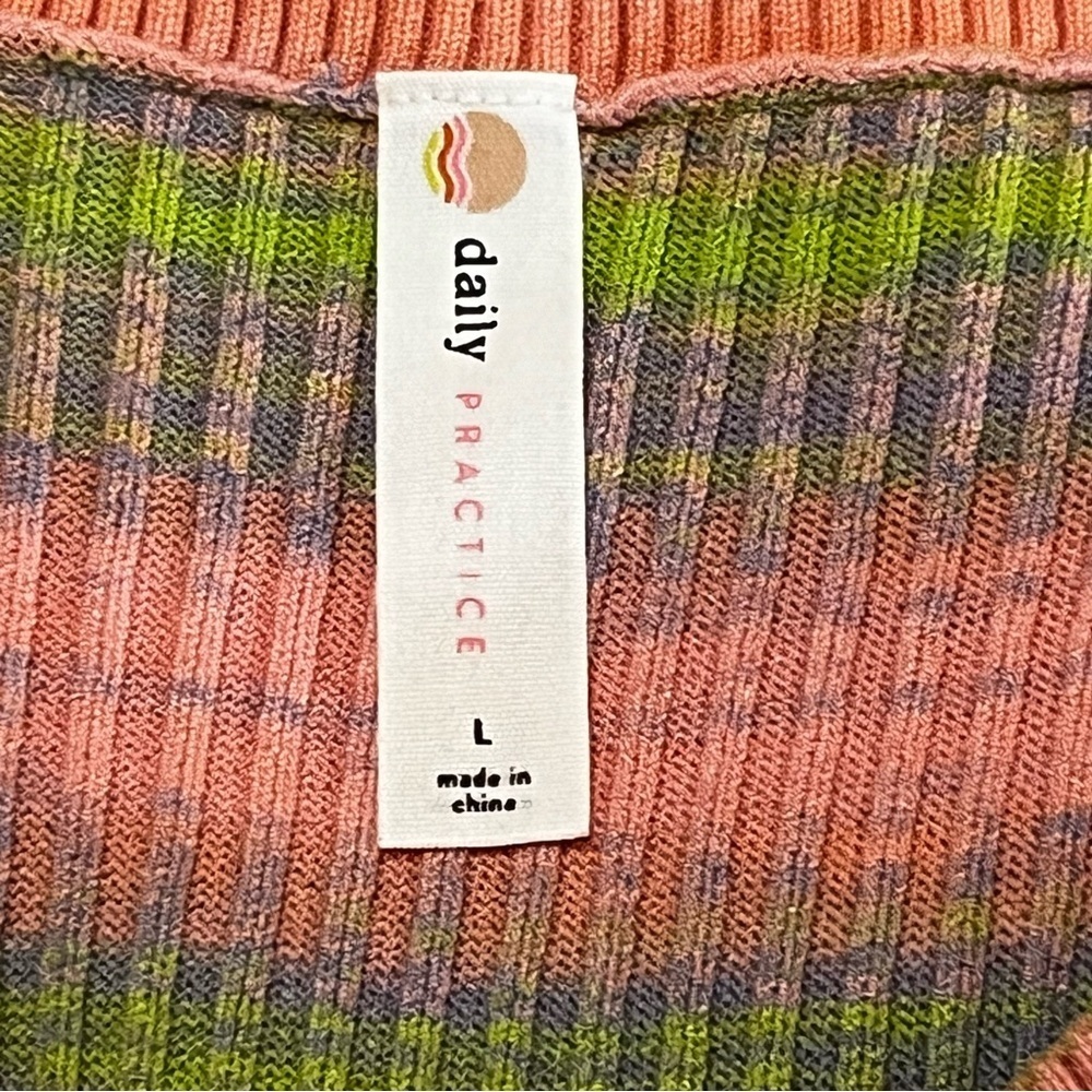 Anthropologie Daily Practice Striped Sweater Dress Maxi Colorful Boat Neck L - Picture 14 of 16